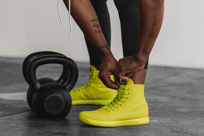 Women's Nobull High-Top Neon Lime Trainers Lemon | SG N3036W